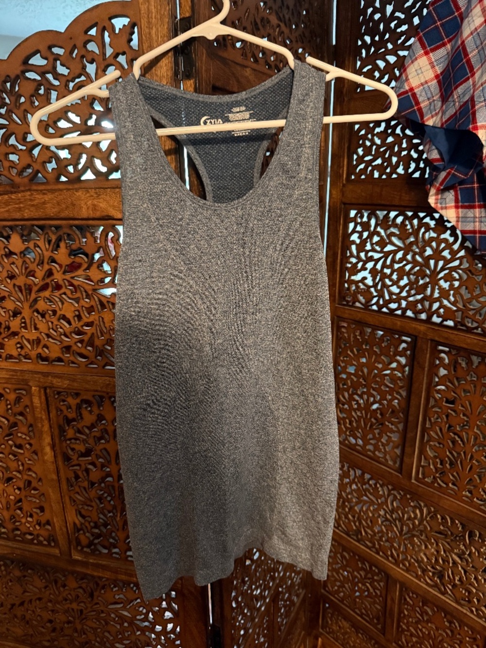 Sparkly blue exercise tank